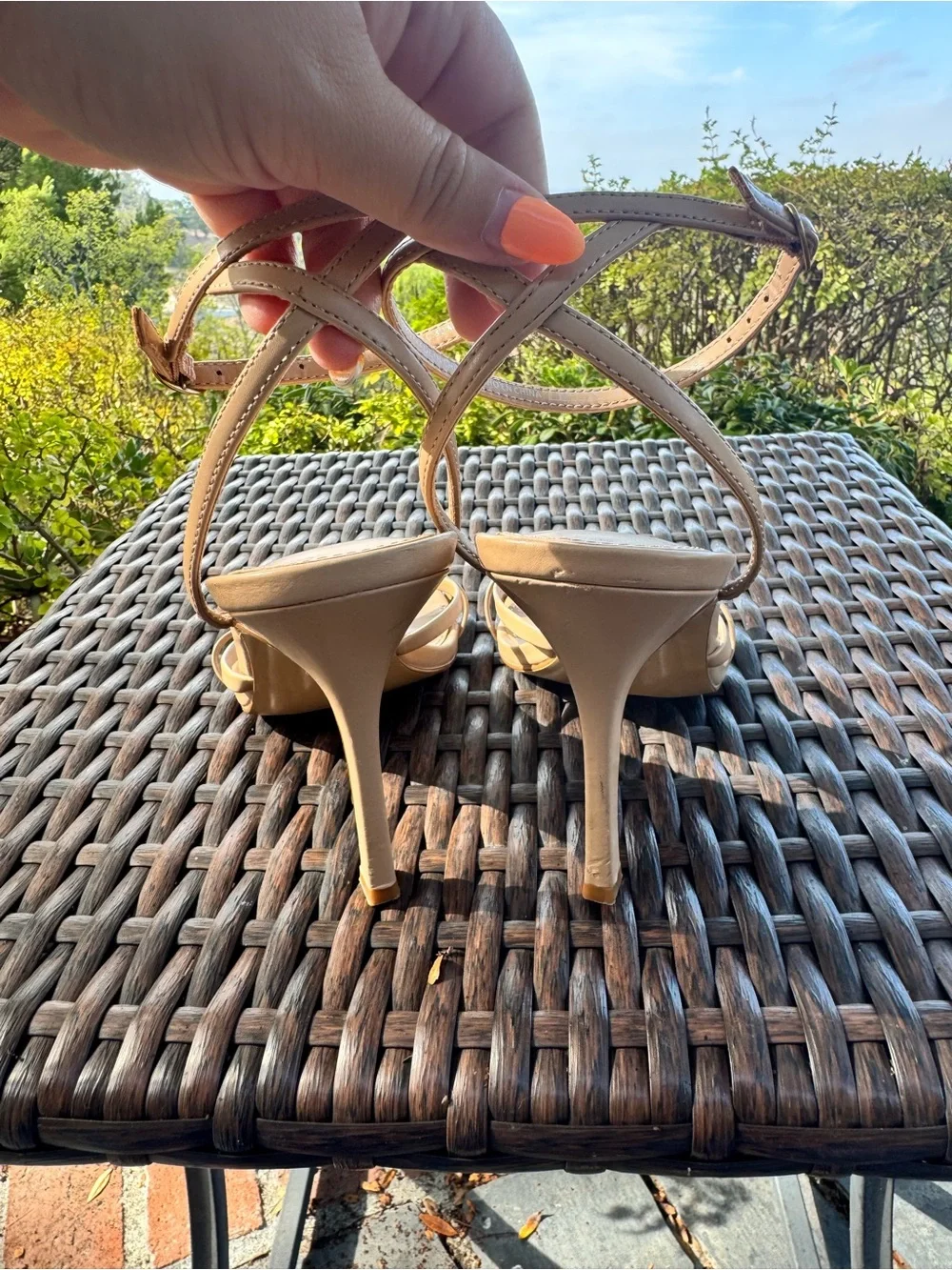 Mango MNG Nude Strappy Heeled Sandals US 9 EU 40 Square Toe
